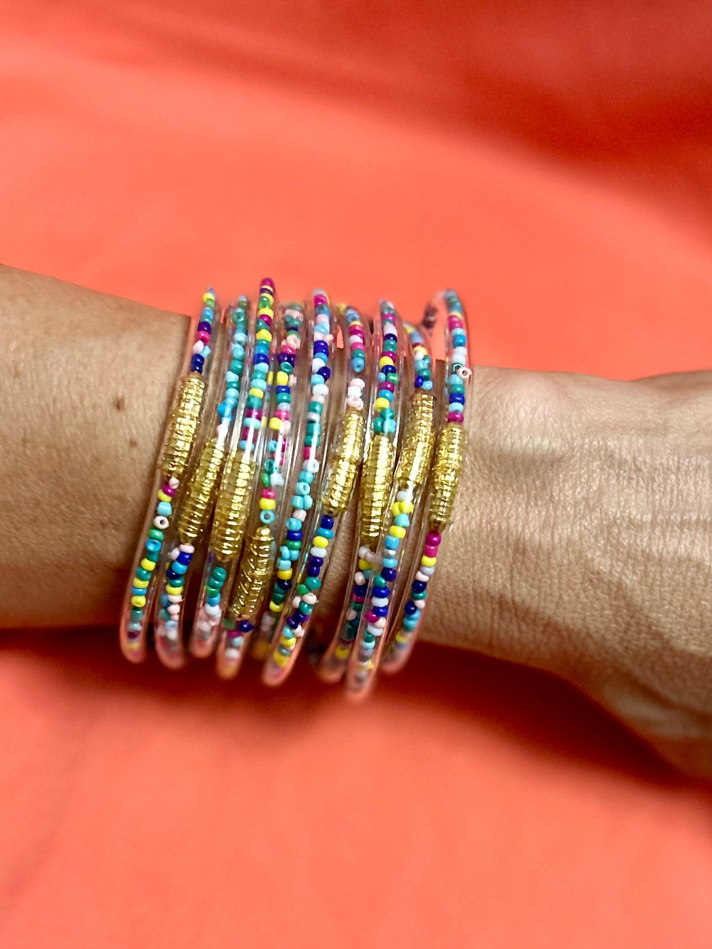 Seed Bead Amulet 5-Bangle Set