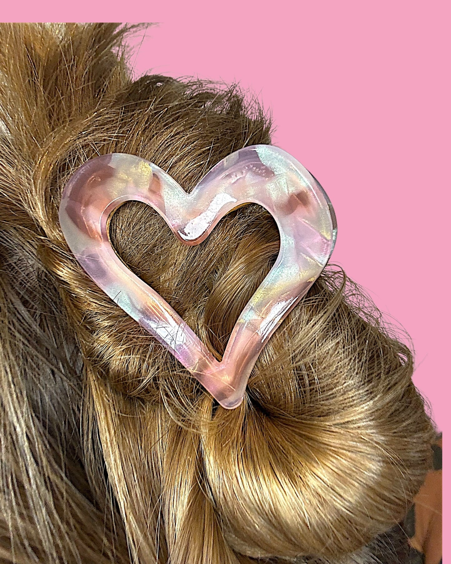 Iridescent Heart Claw Hair Claw Clip