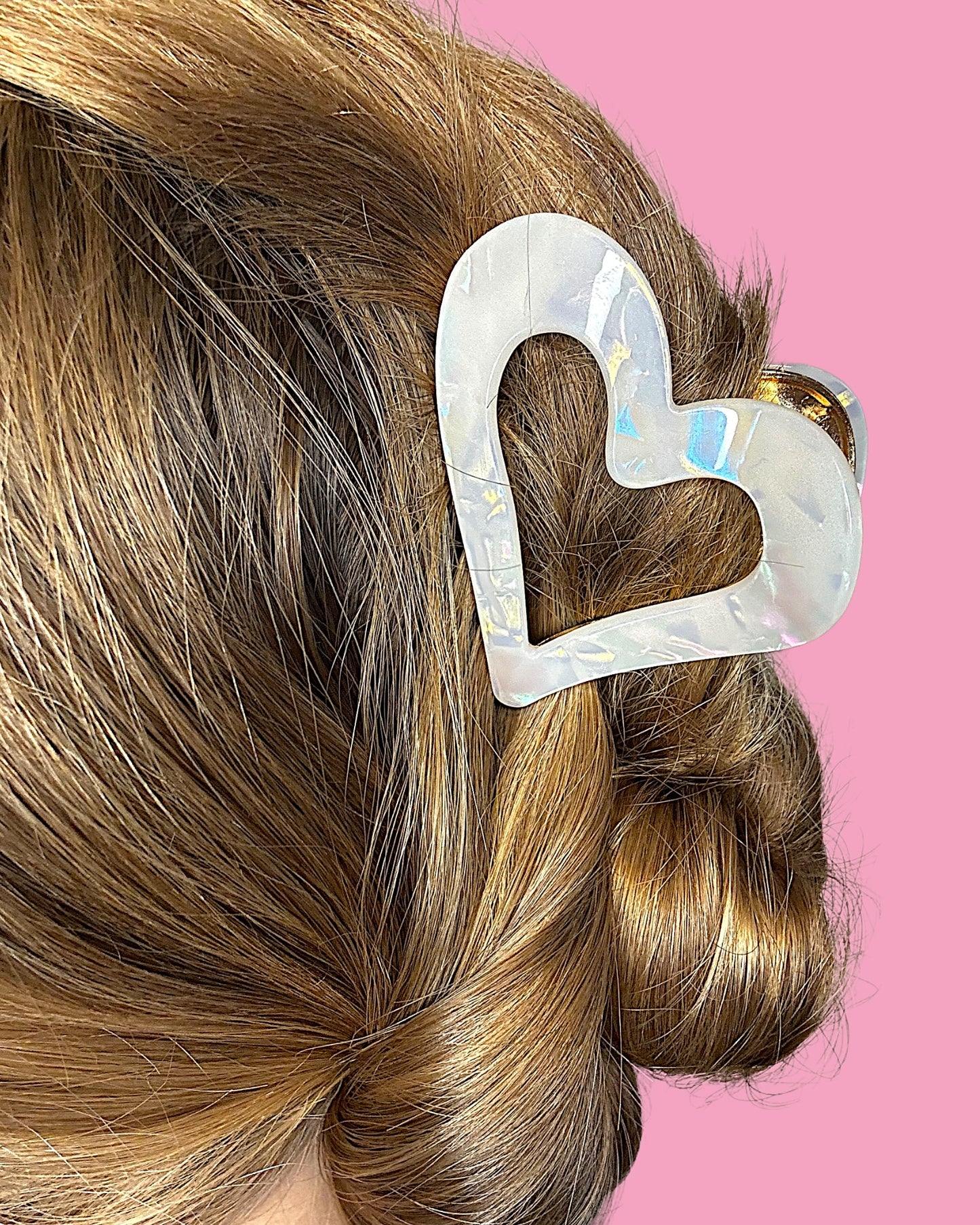 Iridescent Heart Claw Hair Claw Clip