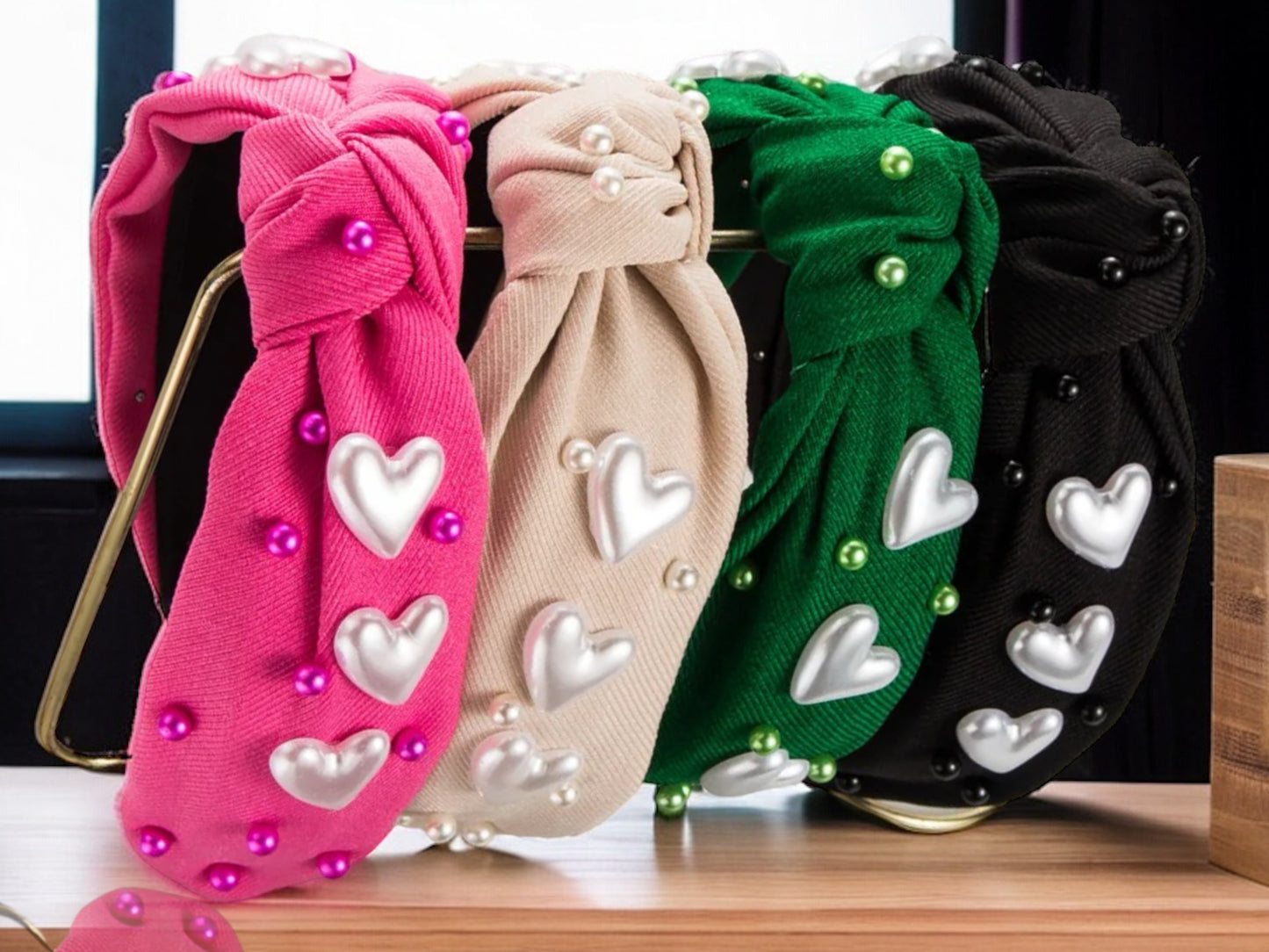 Top Knot Jeweled Heart Headband