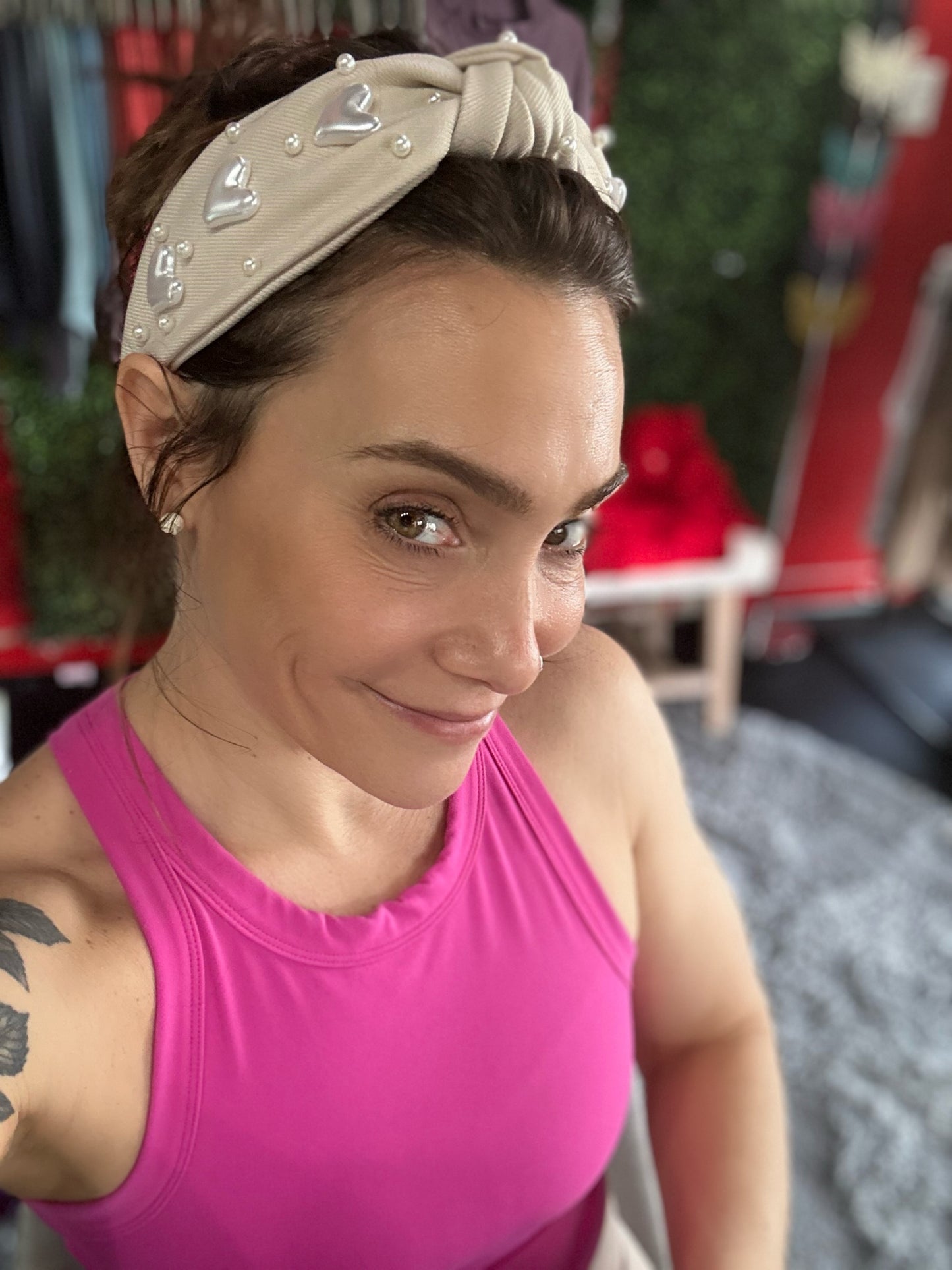 Top Knot Jeweled Heart Headband