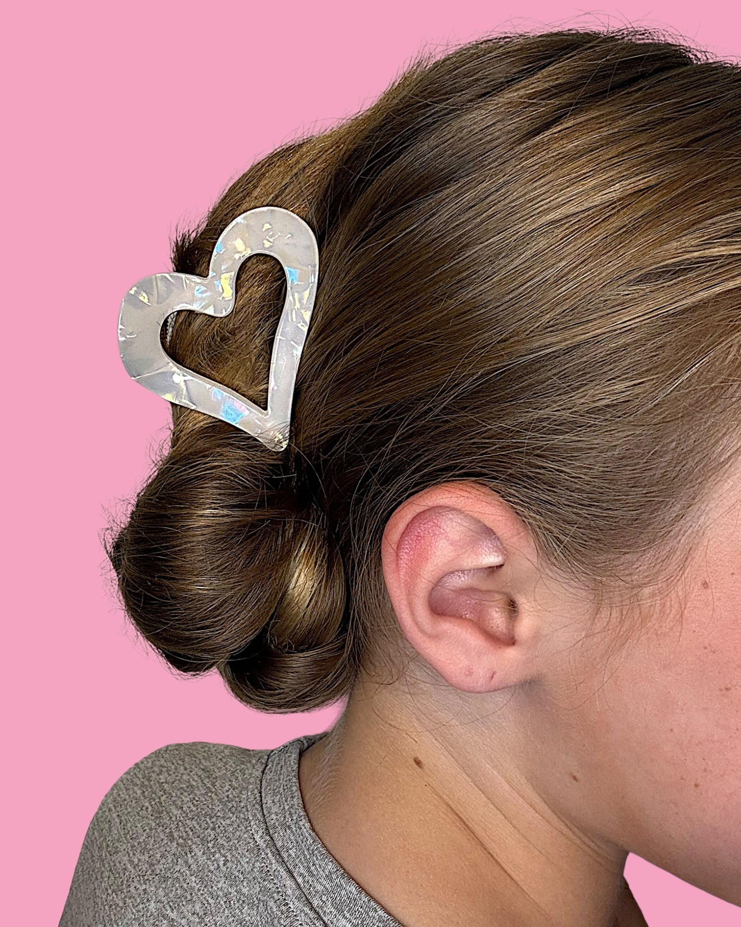 Iridescent Heart Claw Hair Claw Clip