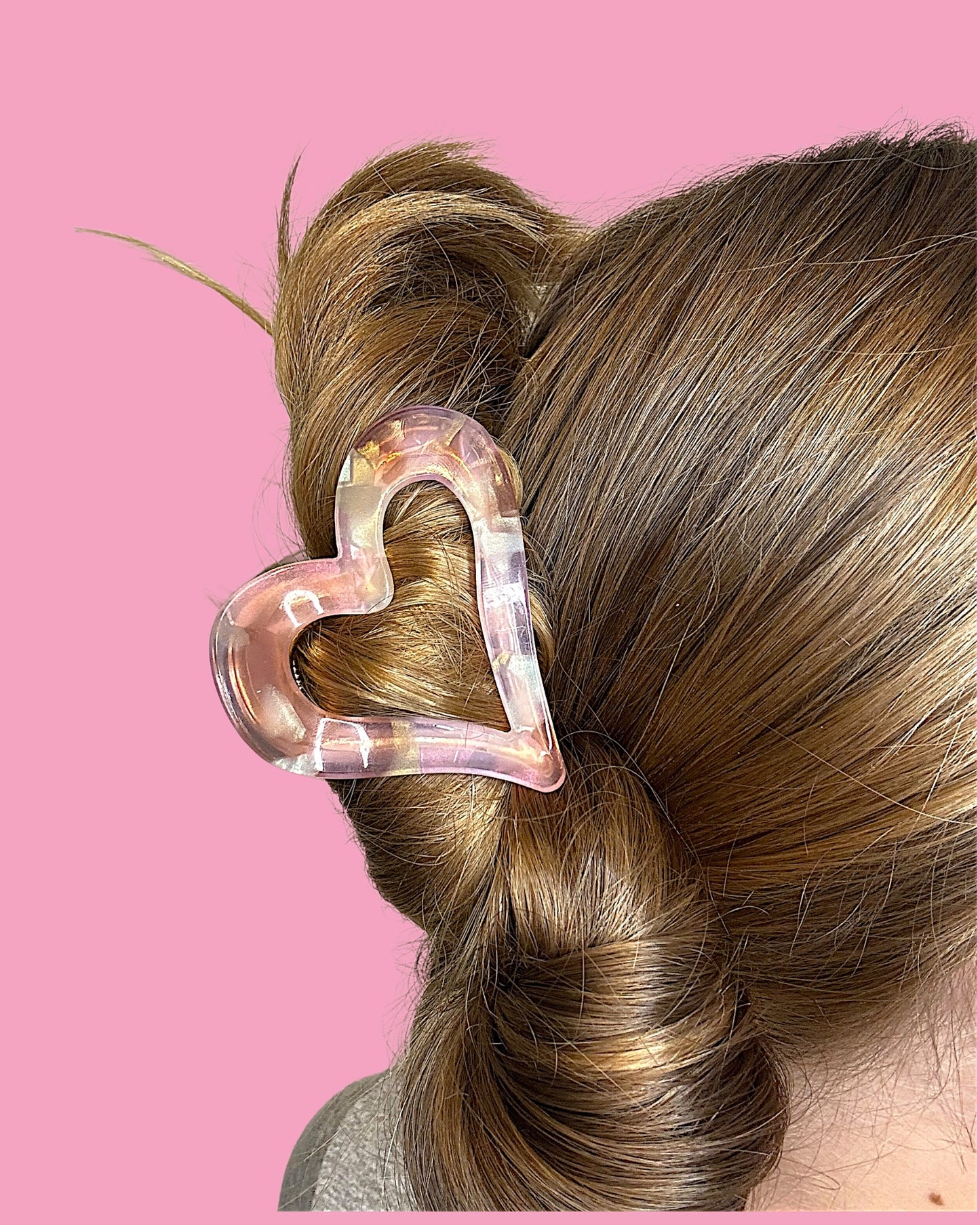 Iridescent Heart Claw Hair Claw Clip