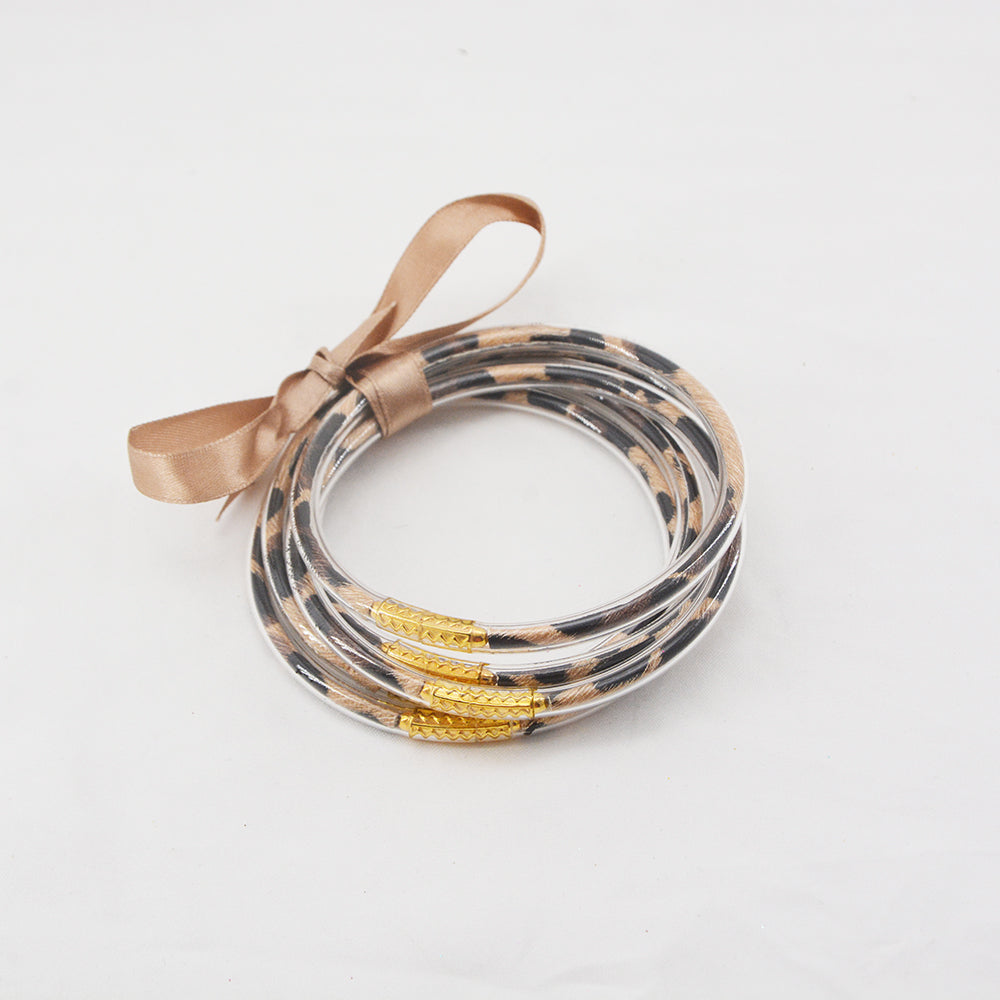 Leopard Print Amulet 5-Bangle Set
