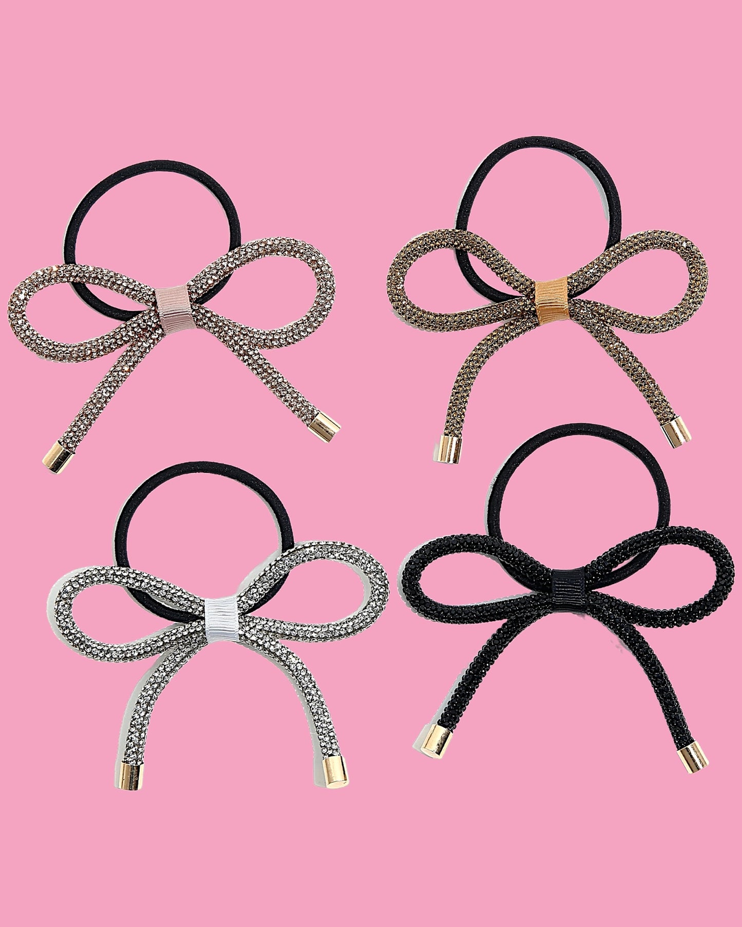 Rhinstone Bow Ponytail Hair Tie