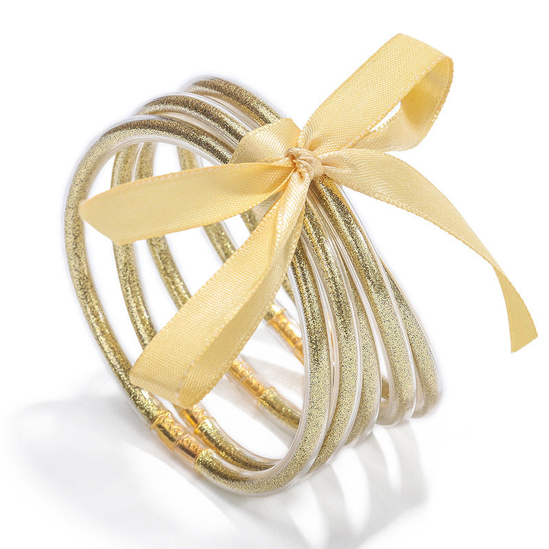 Vibrant Gold Fairy Glitter 5-Bangle Set