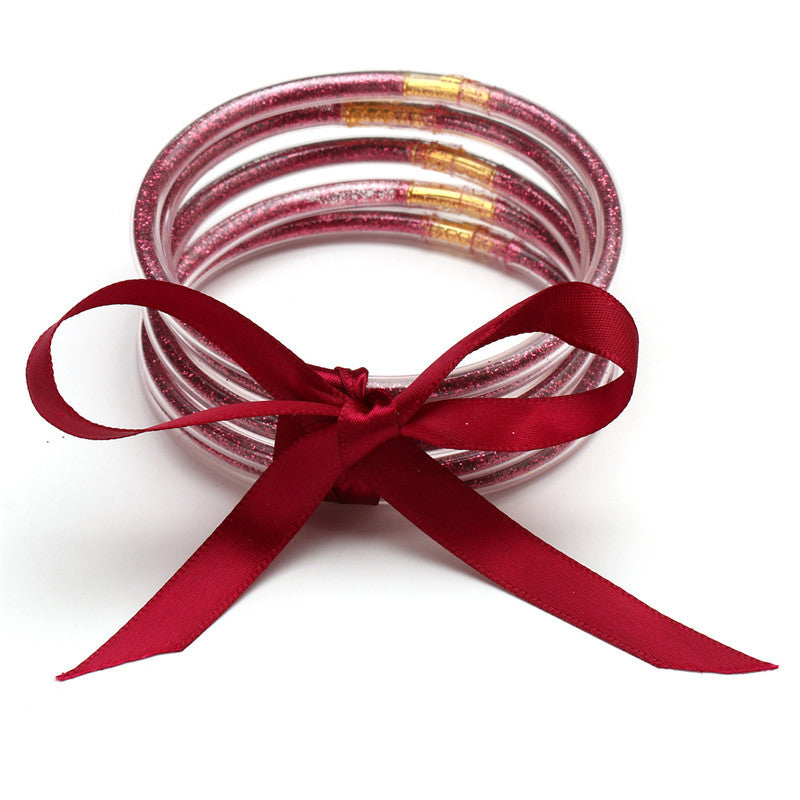 Dark Red Fairy Glitter 5-Bangle Set